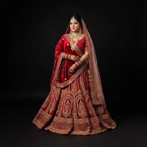 South Asian Bride in Red Lehenga