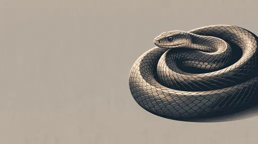 Minimalist Illustration of Coiled Black Mamba