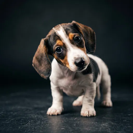 Piebald Dachshund Puppy Studio Portrait