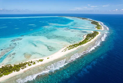 Aerial View of Tropical Coral Atoll