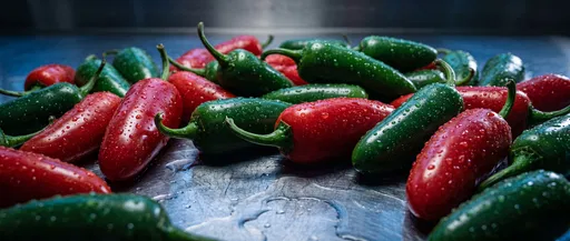 Fresh Wet Red and Green Jalapenos
