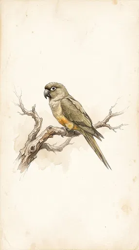 Vintage Watercolor Patagonian Conure Illustration