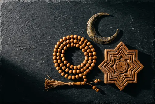 Islamic Symbols on Dark Slate Background