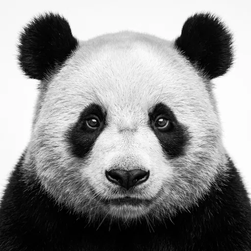 Symmetrical Studio Portrait of Giant Panda