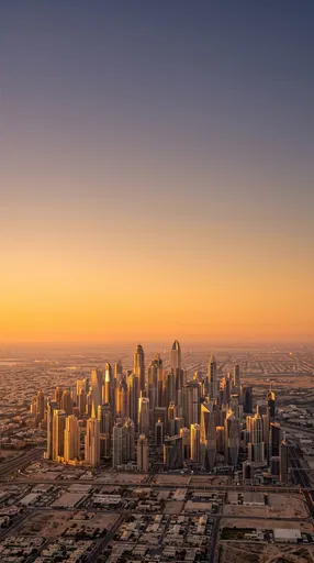 Golden Sunset Over Modern City Skyline