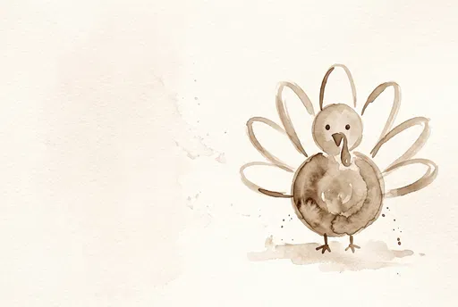 Simple Sepia Watercolor Turkey Illustration