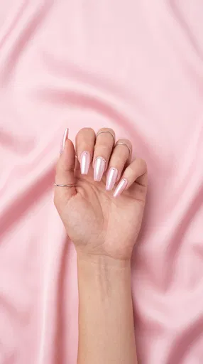 Pearl Pink Manicure on Silk Backdrop