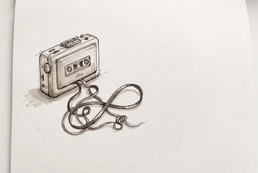 Retro Cassette Player Marker Sketch