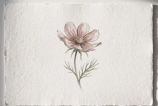 Dusty Rose Cosmos Watercolor Sketch