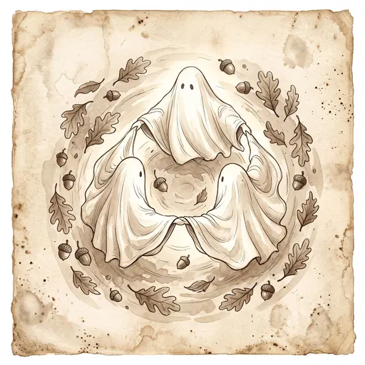 Vintage Sepia Ghosts Dancing in Circle
