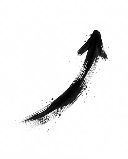 Black Ink Brush Arrow Curving Upward