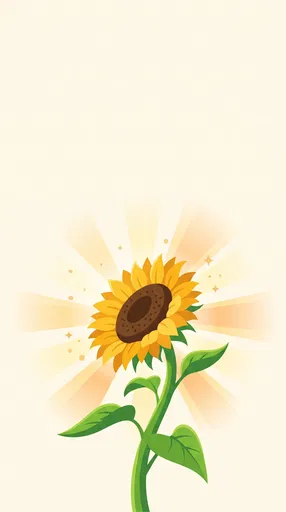 Cartoon Sunflower With Warm Sunburst