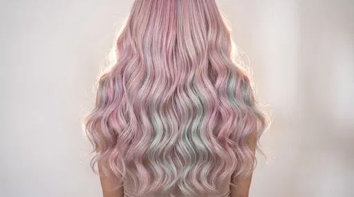 Pastel Pink and Mint Wavy Hair Rear View