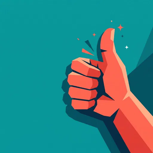 Geometric Coral Hand Thumbs Up