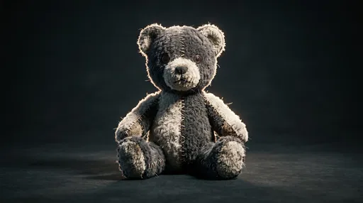 Stitched Charcoal and Ivory Teddy Bear