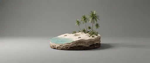 Minimalist 3D Tropical Island Cutout