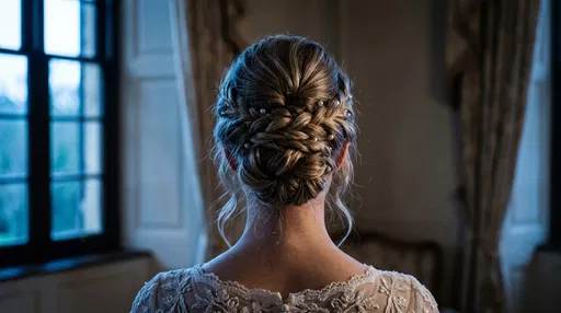 Rear View of Bridal Braided Chignon Updo