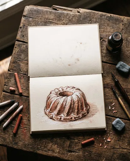 Sketchbook Drawing of a Bundt Cake