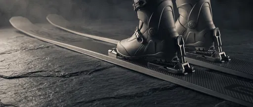 Matte Black Skis and Boots on Slate