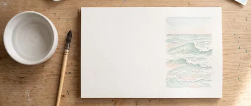 Watercolor Pad with Ocean Wave Illustration