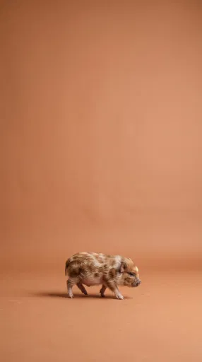 Tiny Spotted Kunekune Piglet in Studio
