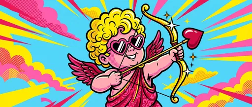 Pop Art Cupid With Heart Sunglasses