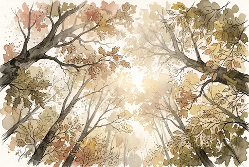 Watercolor Autumn Tree Canopy Illustration