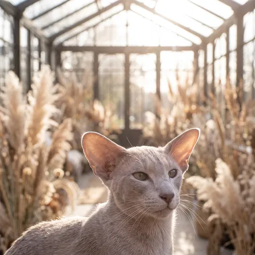 Oriental Shorthair Cat in Sunlit Conservatory