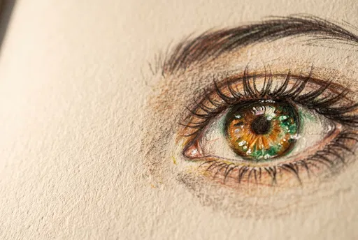 Colored Pencil Eye Drawing on Paper