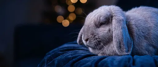 Gray Lop Bunny Resting on Velvet