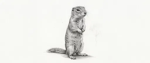 Graphite Drawing of Standing Ground Squirrel