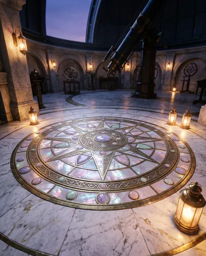 Gemstone Compass Rose in Observatory Floor