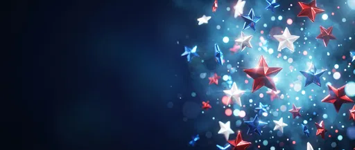 Floating Patriotic Stars Dark Blue Banner