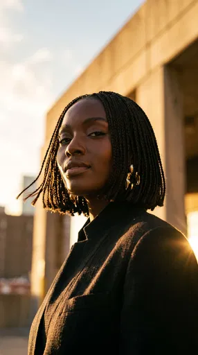 Woman With Braided Bob at Golden Hour