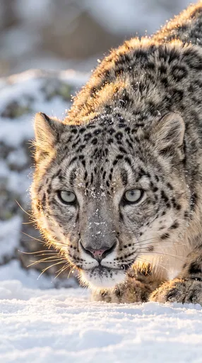 Close-Up of Stalking Snow Leopard
