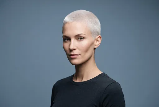 Woman With Platinum Blonde Buzz Cut
