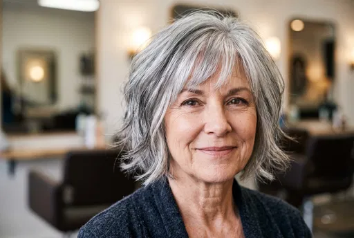Mature Woman With Silver Bob Haircut