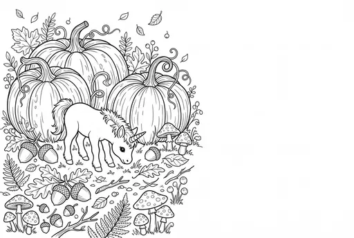Autumn Unicorn Foal Coloring Page
