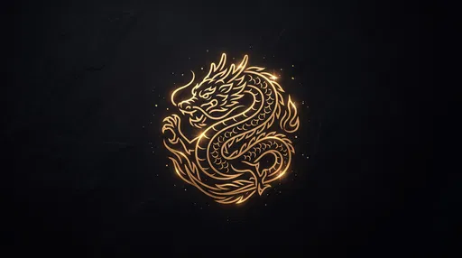 Glowing Gold Chinese Dragon Emblem