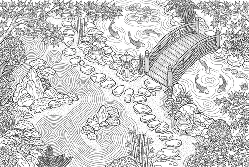 Japanese Zen Garden Coloring Page