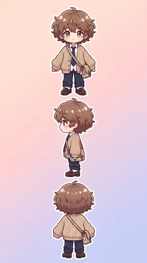 Chibi Student Character Turnaround Sheet