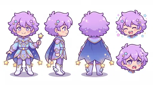 Chibi Magical Guardian Character Turnaround Sheet
