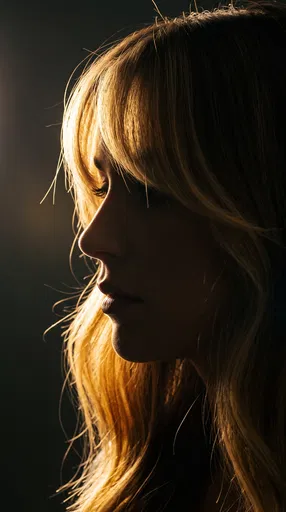 Backlit Blonde Woman Profile Silhouette