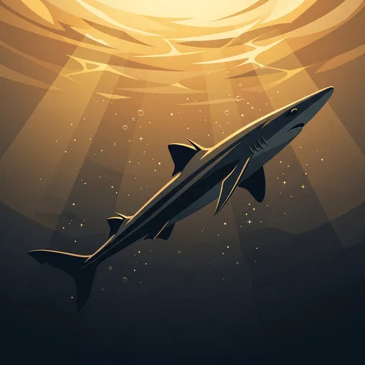 Vector Illustration of Piked Dogfish Swimming Upward