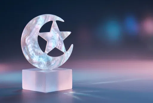 Iridescent Crescent Moon and Star Ornament