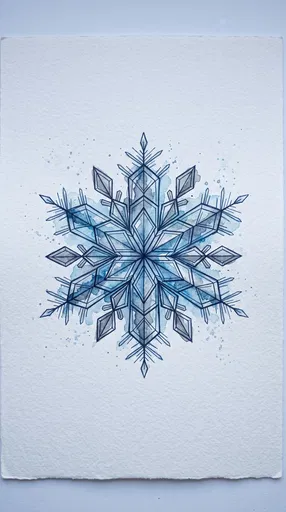 Watercolor and Ink Geometric Snowflake Illustration