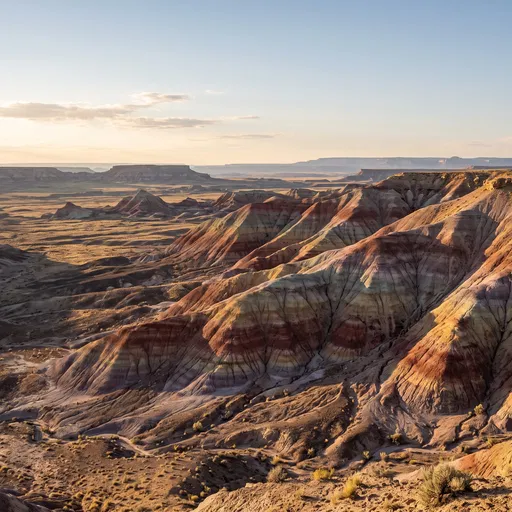 Painted Desert Badlands at Sunset