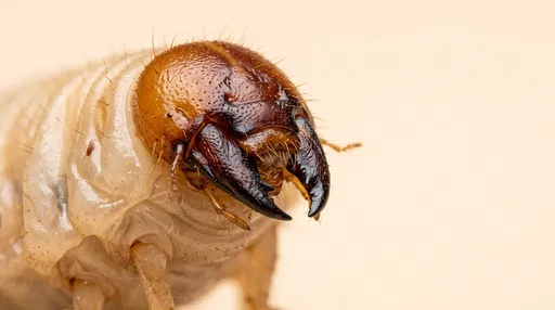 Macro Close-Up of Beetle Larva Head