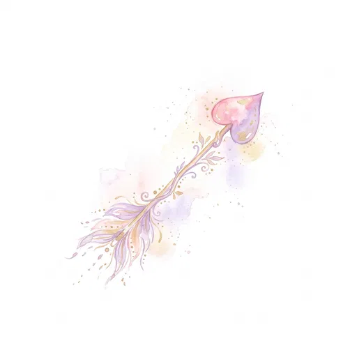 Pastel Watercolor Heart Arrow Illustration