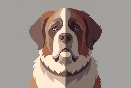 Flat Vector Saint Bernard Portrait